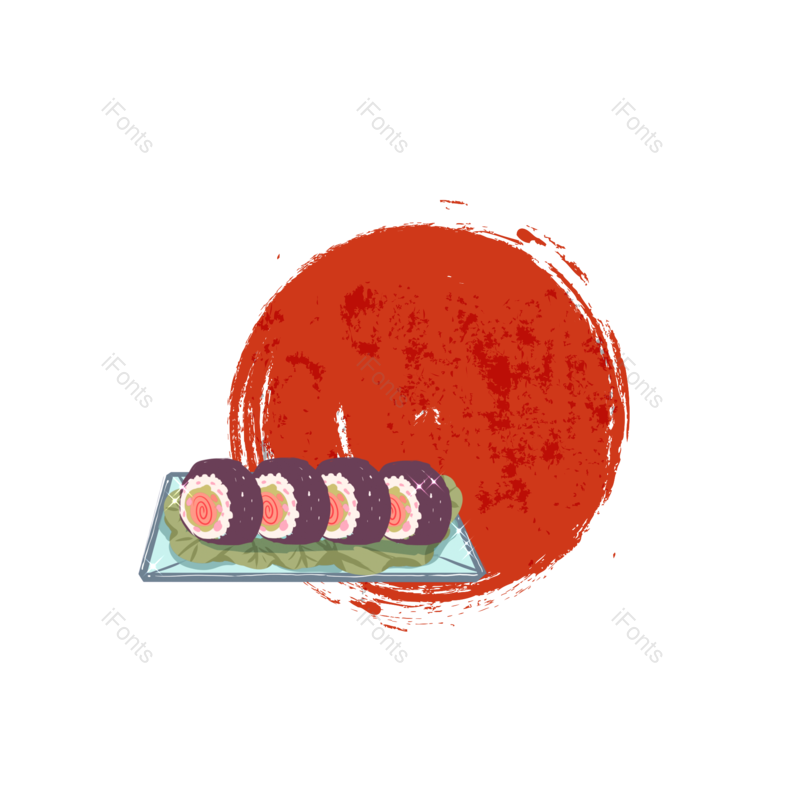 装饰图片,日本元素,红色PNG,寿司免抠素材